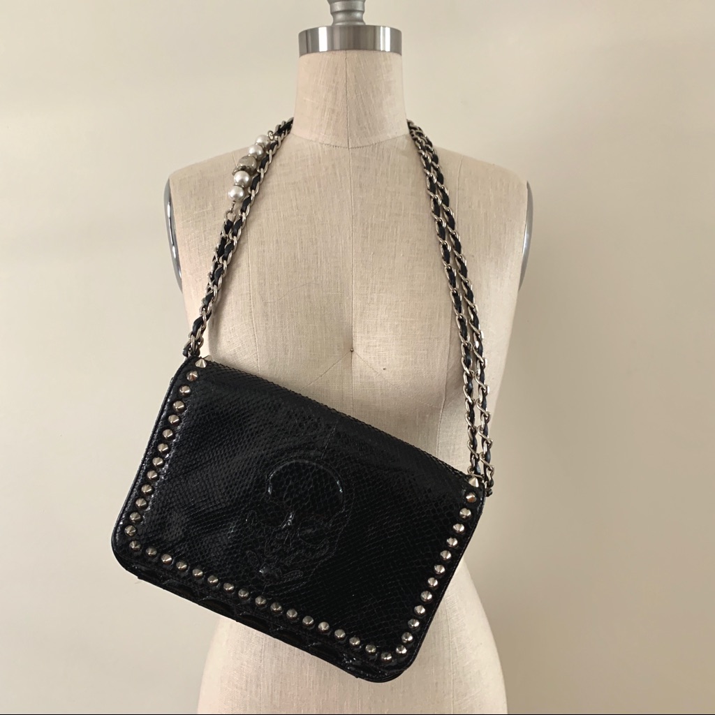 Philipp Plein Black Python Bag